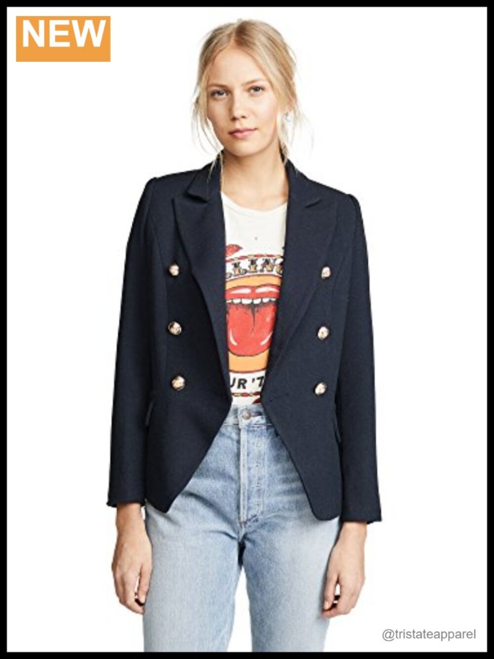 Women's Palermo Blazer Suiting Gold-Tone Buttons Business Casual